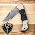 Handmade Damascus EDC Pocket Knife – Horn & Pearl Handle