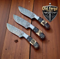 Premium Damascus Steel Hunting Knife - 8.75" Fixed Blade with Horn & Bone Handle