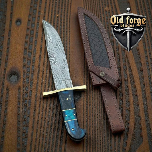 Handmade Damascus Outdoor Knife Set Fixed Blade Bowie