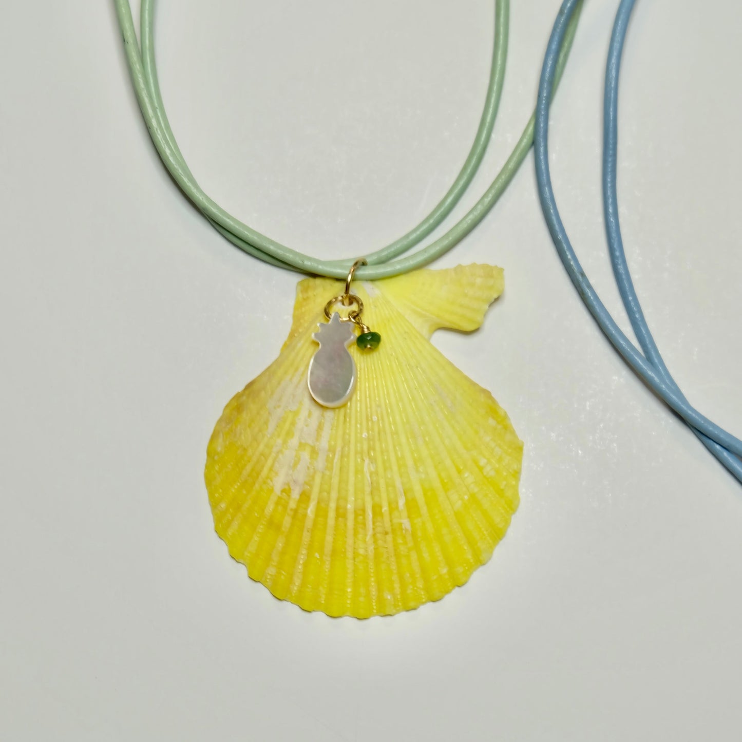 Sea Shell Pendant Necklace with Semi-Precious Gemstones