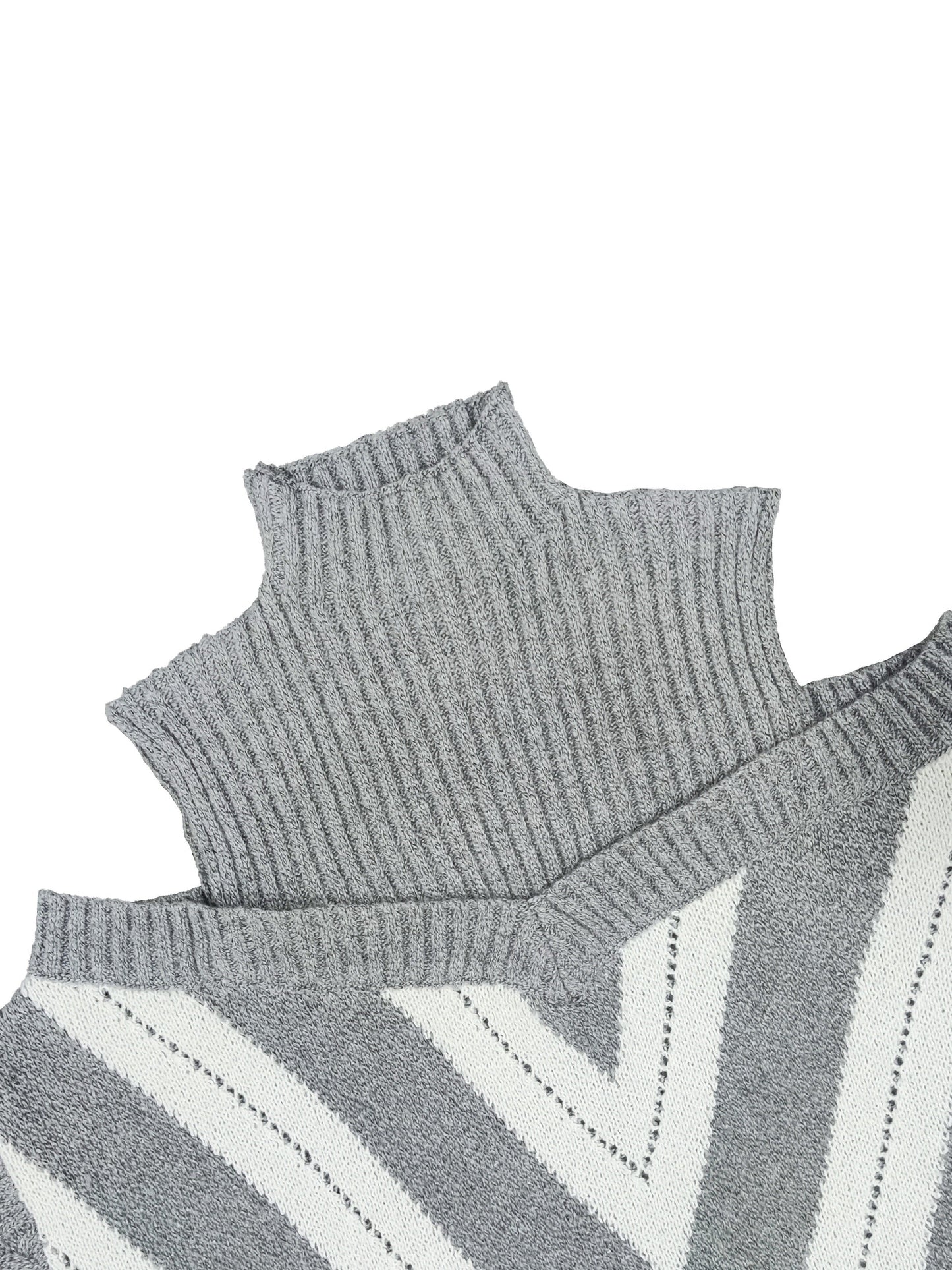 Elegant Plus Size Off Shoulder Striped Cable Knit Sweater