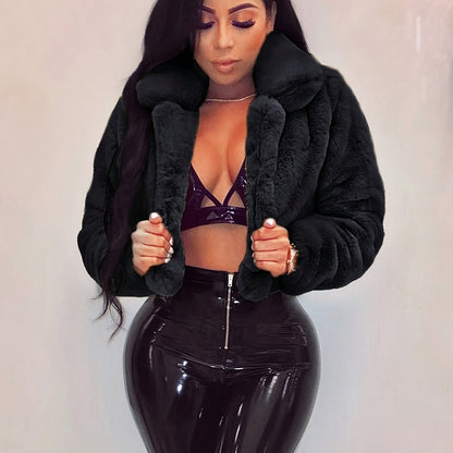 Cozy Chic Faux Fur Collar Cardigan Jacket