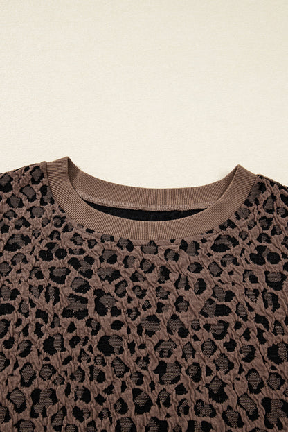 Annie Ribbed Trim Leopard Top