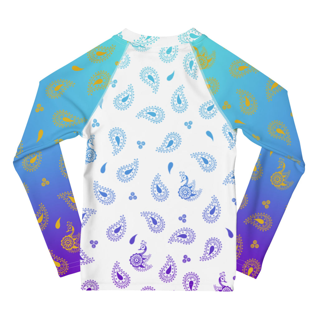 Peacock Henna Kids' Rash Guard – Elegance Meets Sun Protection