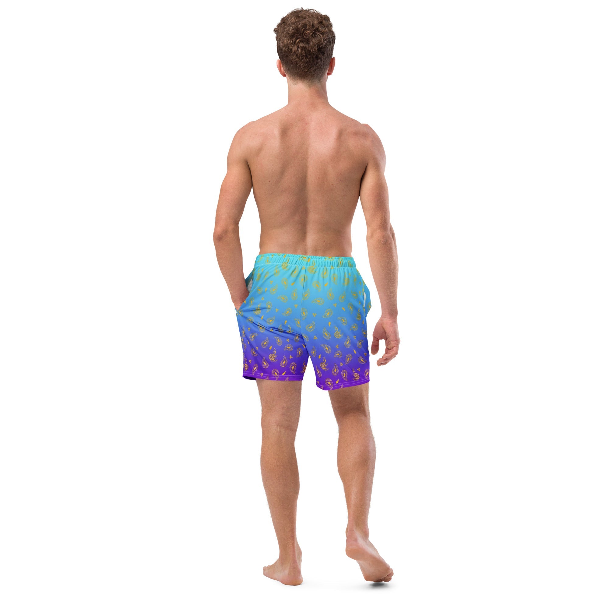 Peacock Henna Swim Trunks - Regal Design Meets All-Day Comfort