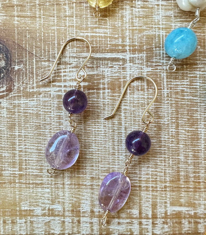 Gemstone Drop Earrings