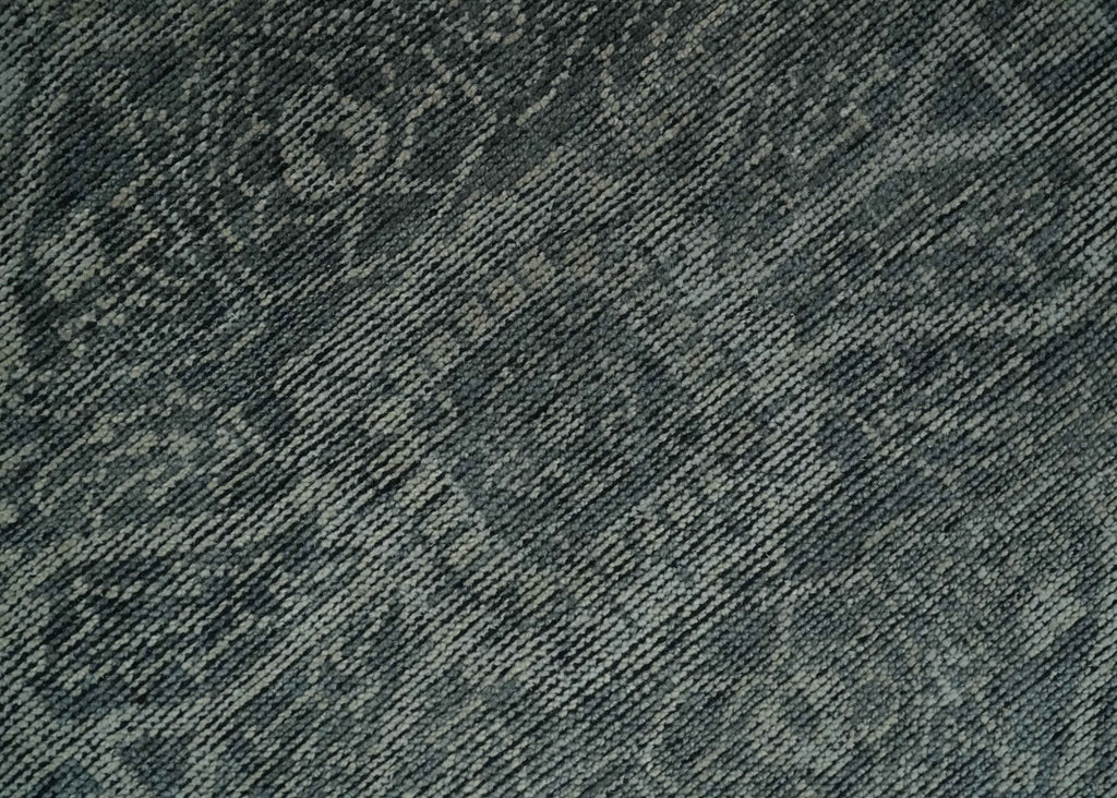 Antique Style Charcoal and Silver Traditional Heriz Medallion 8x10 wool Area Rug