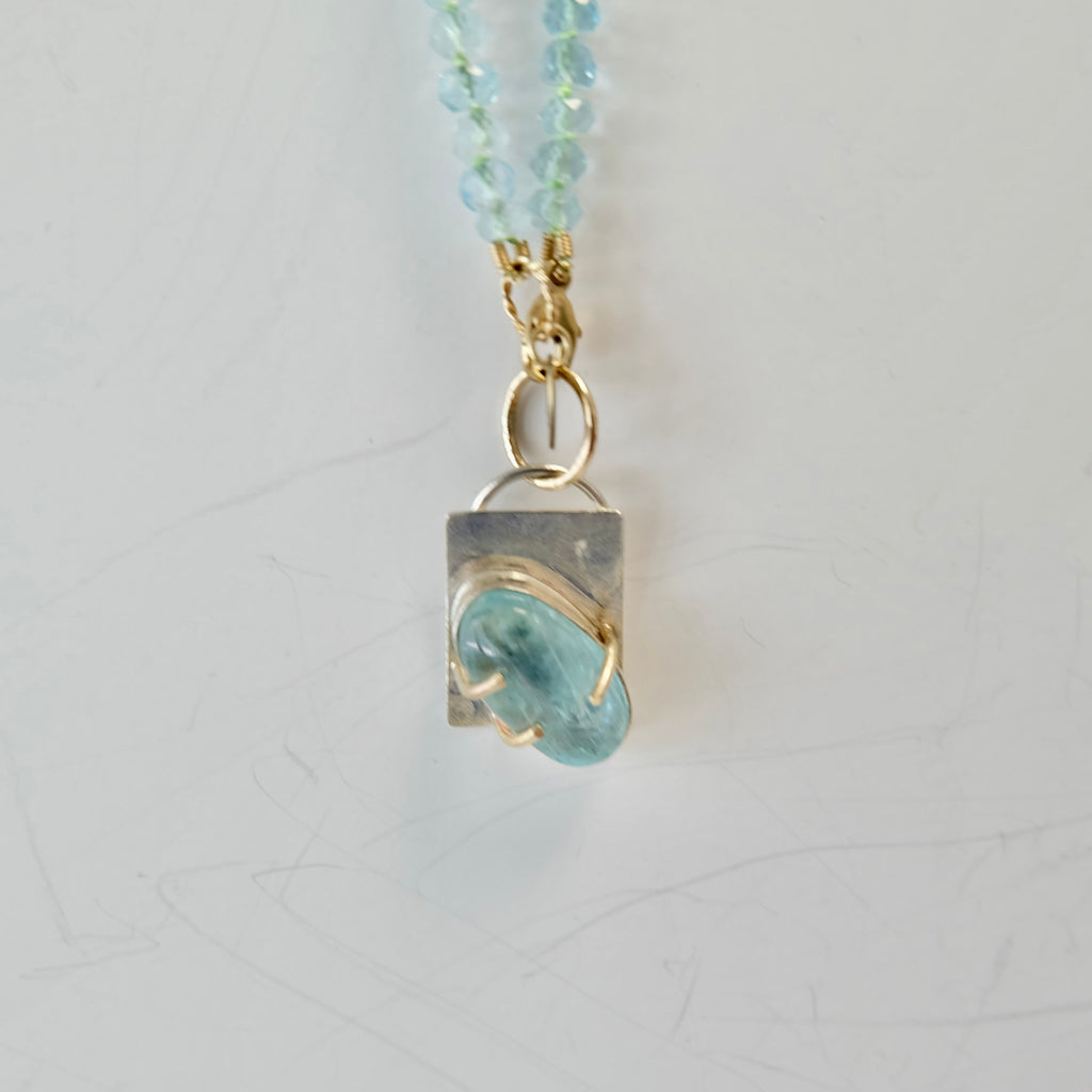 Aquamarine Charm Necklace 14K Gold