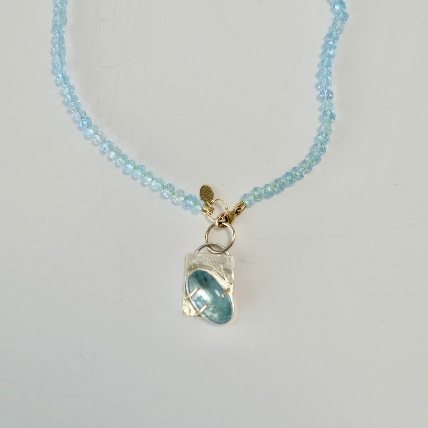 Aquamarine Charm Necklace 14K Gold