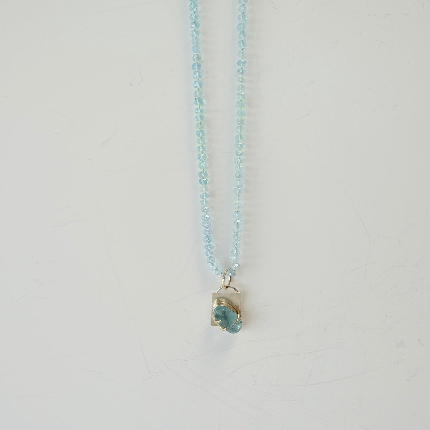 Aquamarine Charm Necklace 14K Gold