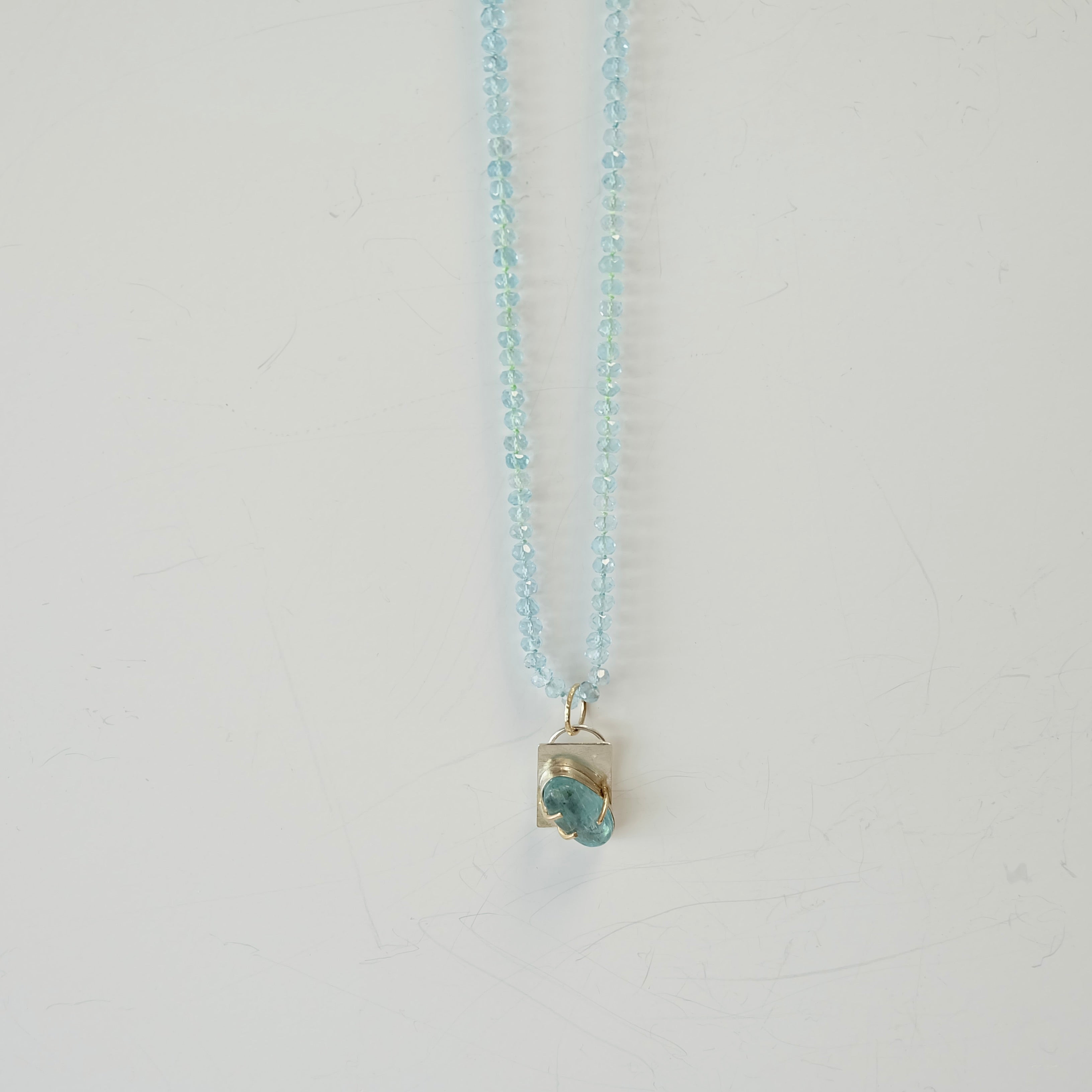 Aquamarine Charm Necklace 14K Gold