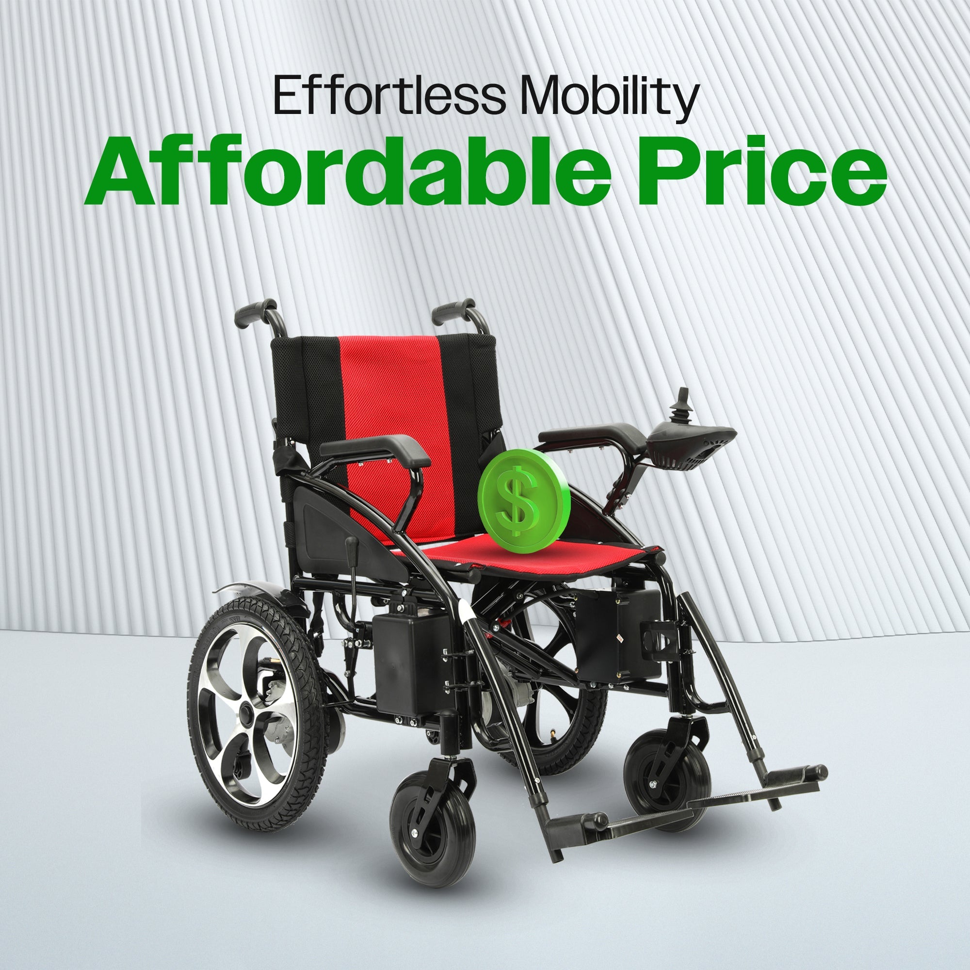 ARTEMIS (RED) - Folding Lightweight Electric Wheelchairs 265lbs -500W- 13Miles