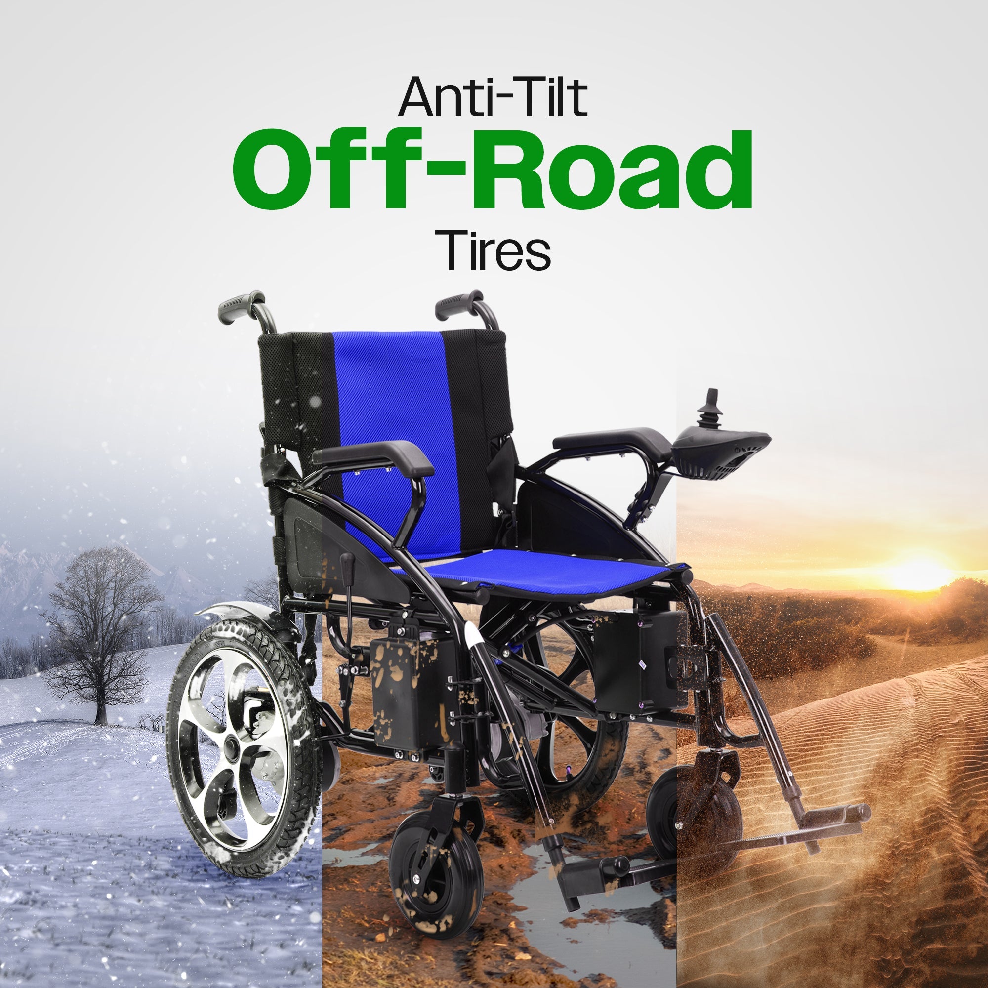 ARTEMIS (BLUE) - Folding Lightweight Electric Wheelchair 265lbs - 500W-  13Miles