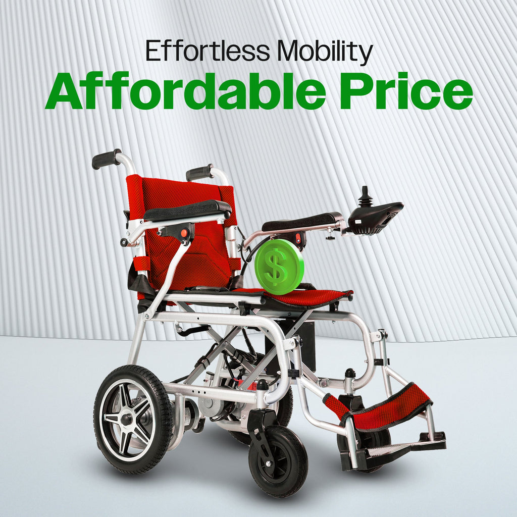 ARTEMIS PRO (Red)-Lightweight Foldable Electric Wheelchair 500W -12 miles