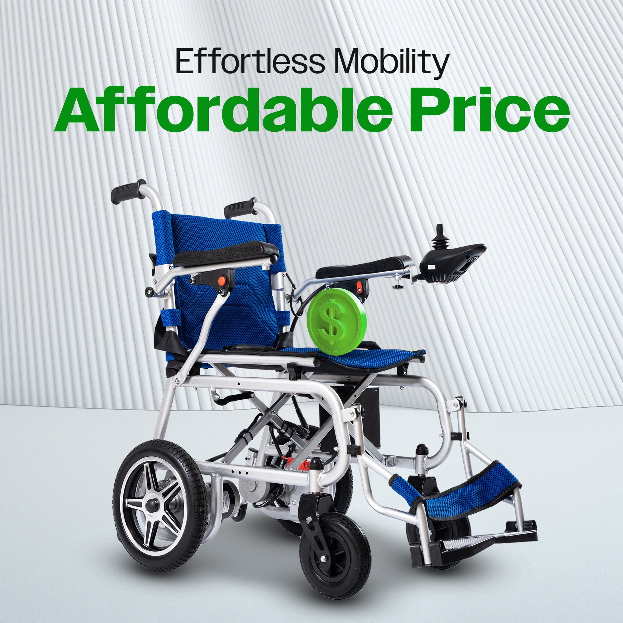 ARTEMIS PRO (Blue)-Lightweight Foldable Electric Wheelchair 500W - 12 miles