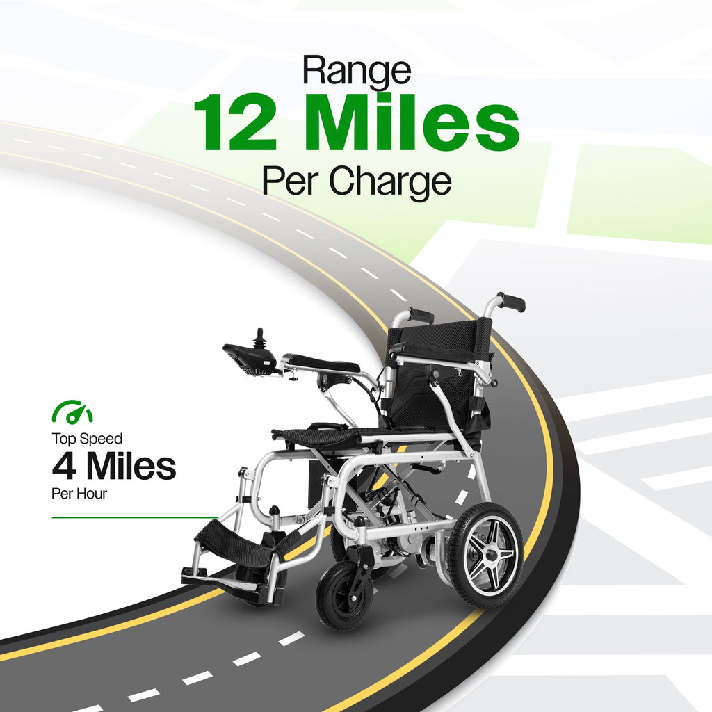 ARTEMIS PRO (Black)-Lightweight Foldable Electric Wheelchair 500W-12 miles