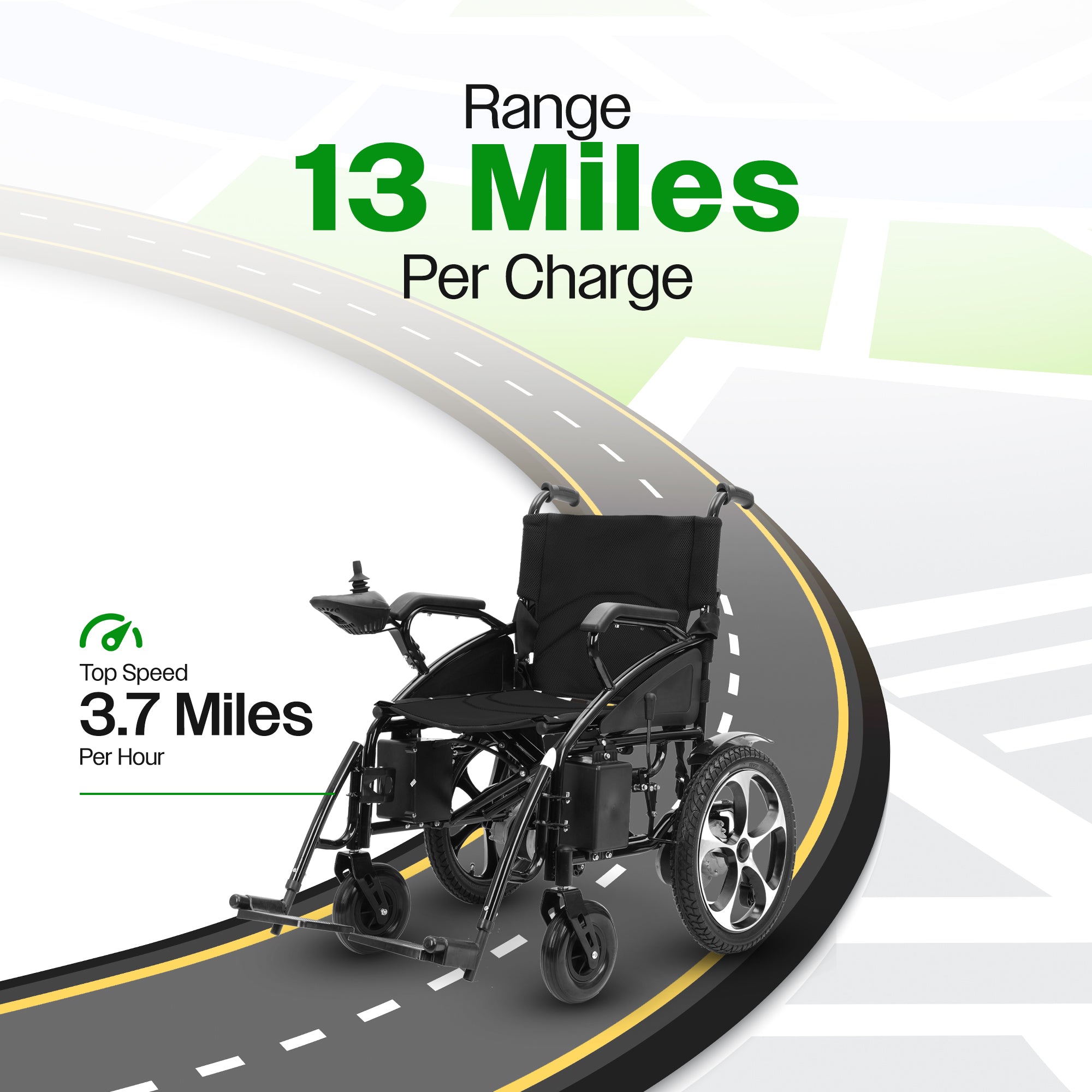 ARTEMIS  (BLACK) Folding Lightweight Electric Wheelchairs 265lbs -500W- 13Miles