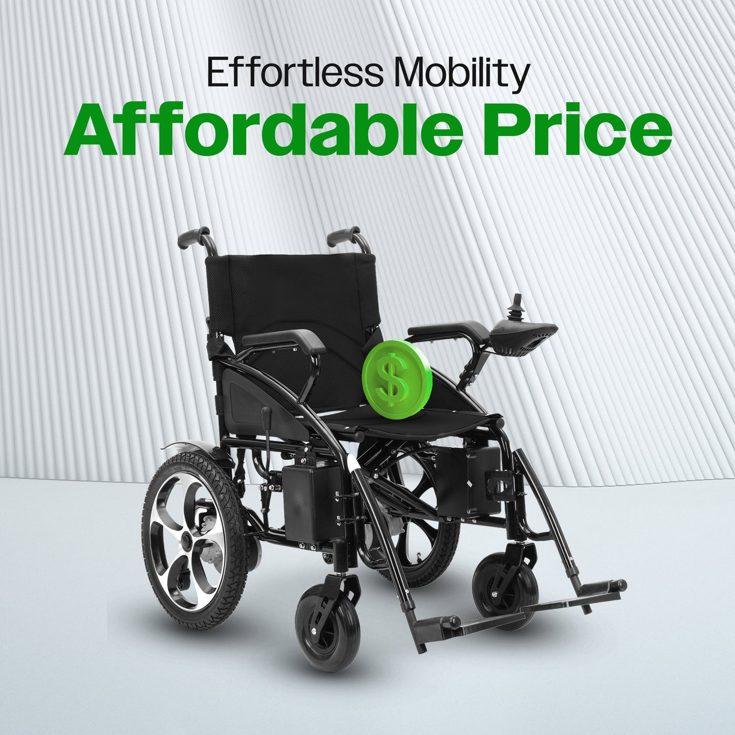 ARTEMIS  (BLACK) Folding Lightweight Electric Wheelchairs 265lbs -500W- 13Miles