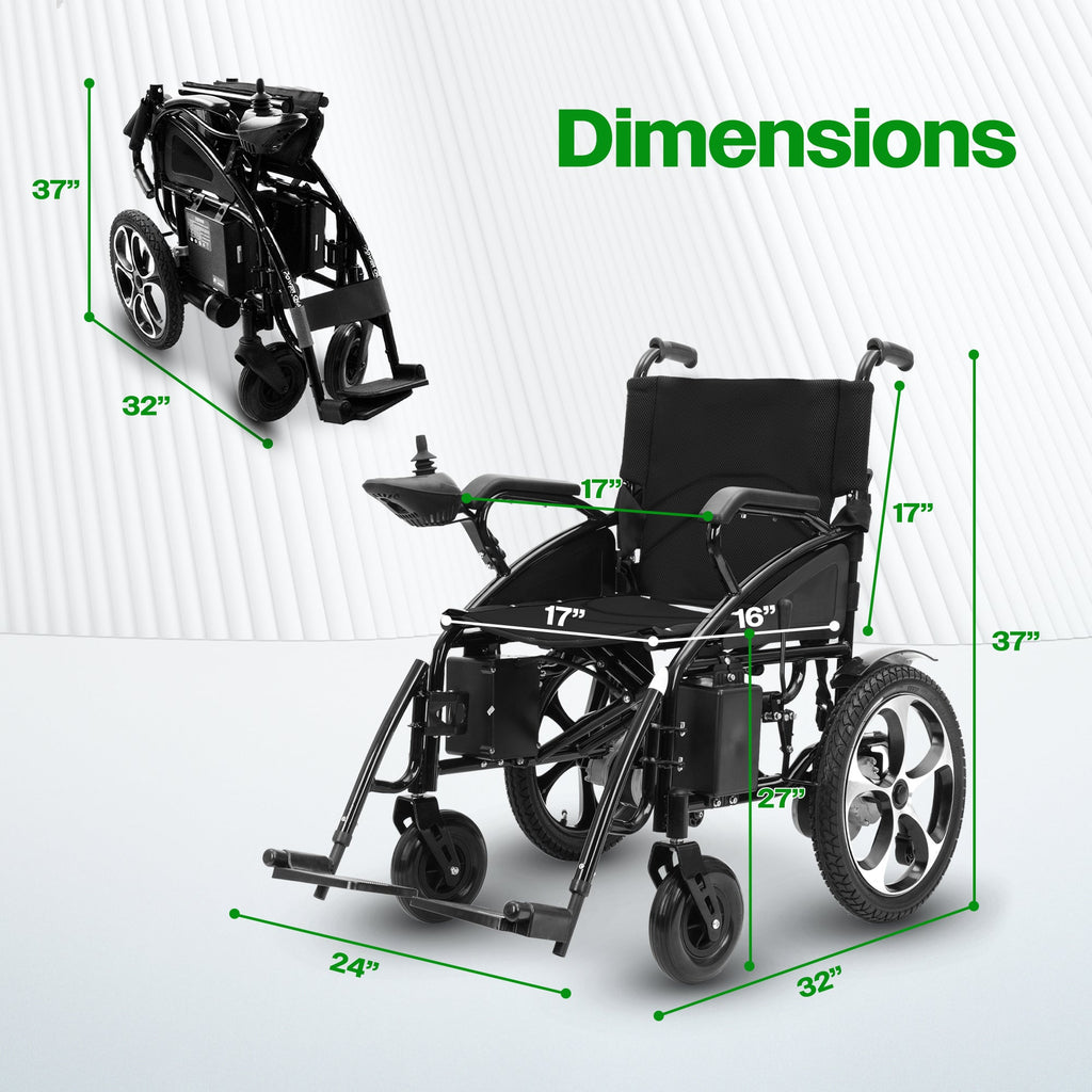 ARTEMIS  (BLACK) Folding Lightweight Electric Wheelchairs 265lbs -500W- 13Miles