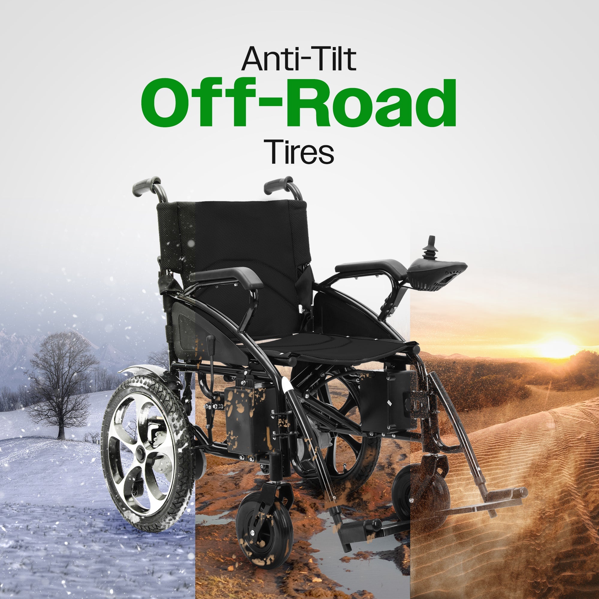 ARTEMIS  (BLACK) Folding Lightweight Electric Wheelchairs 265lbs -500W- 13Miles