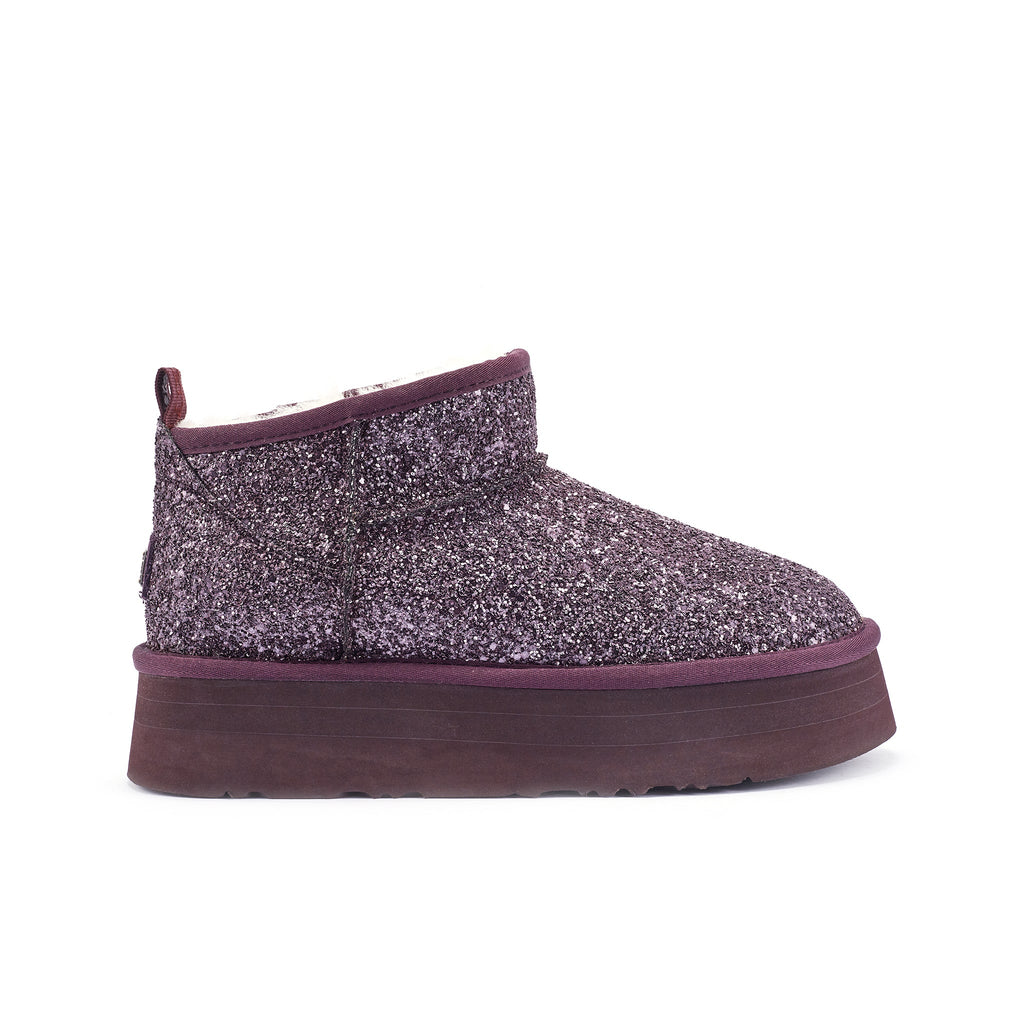 COSY ULTRA SHORT PLATFOAM GLITTER PLUM
