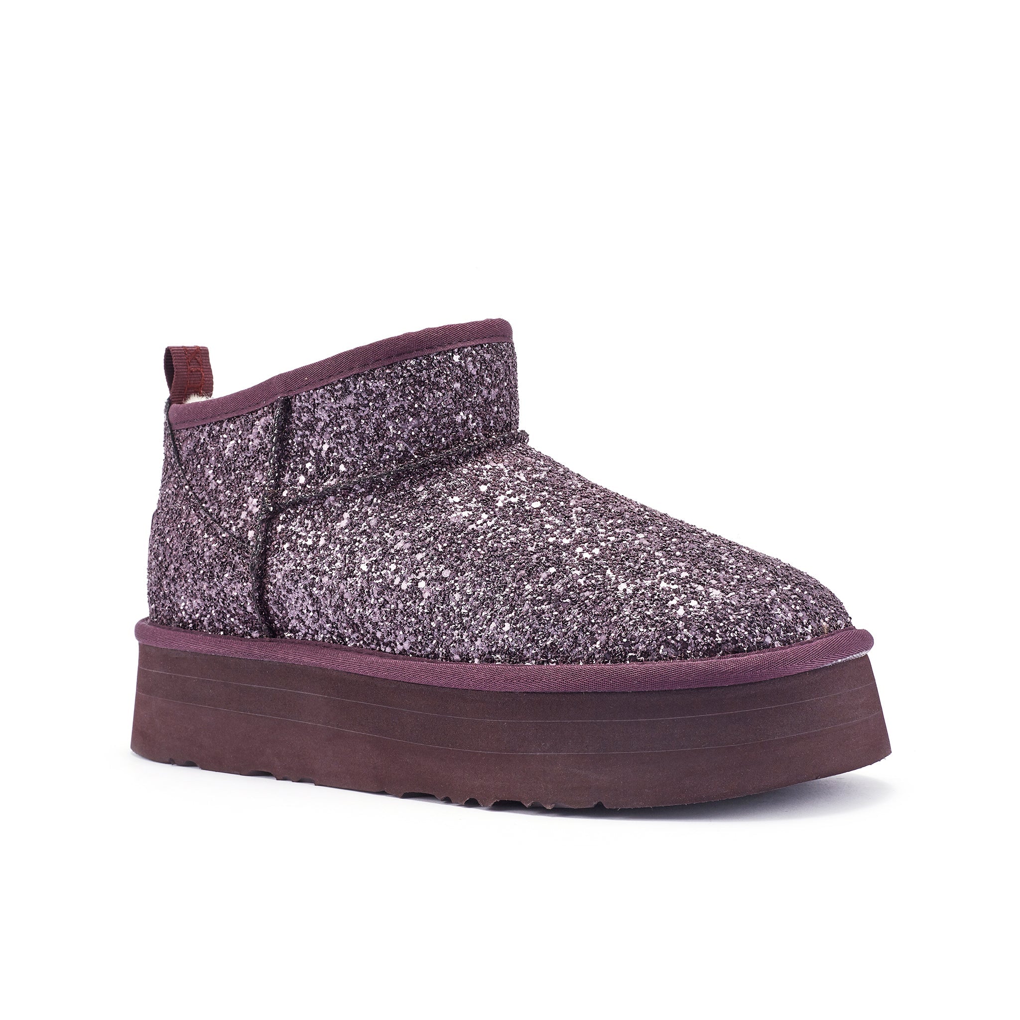 COSY ULTRA SHORT PLATFOAM GLITTER PLUM