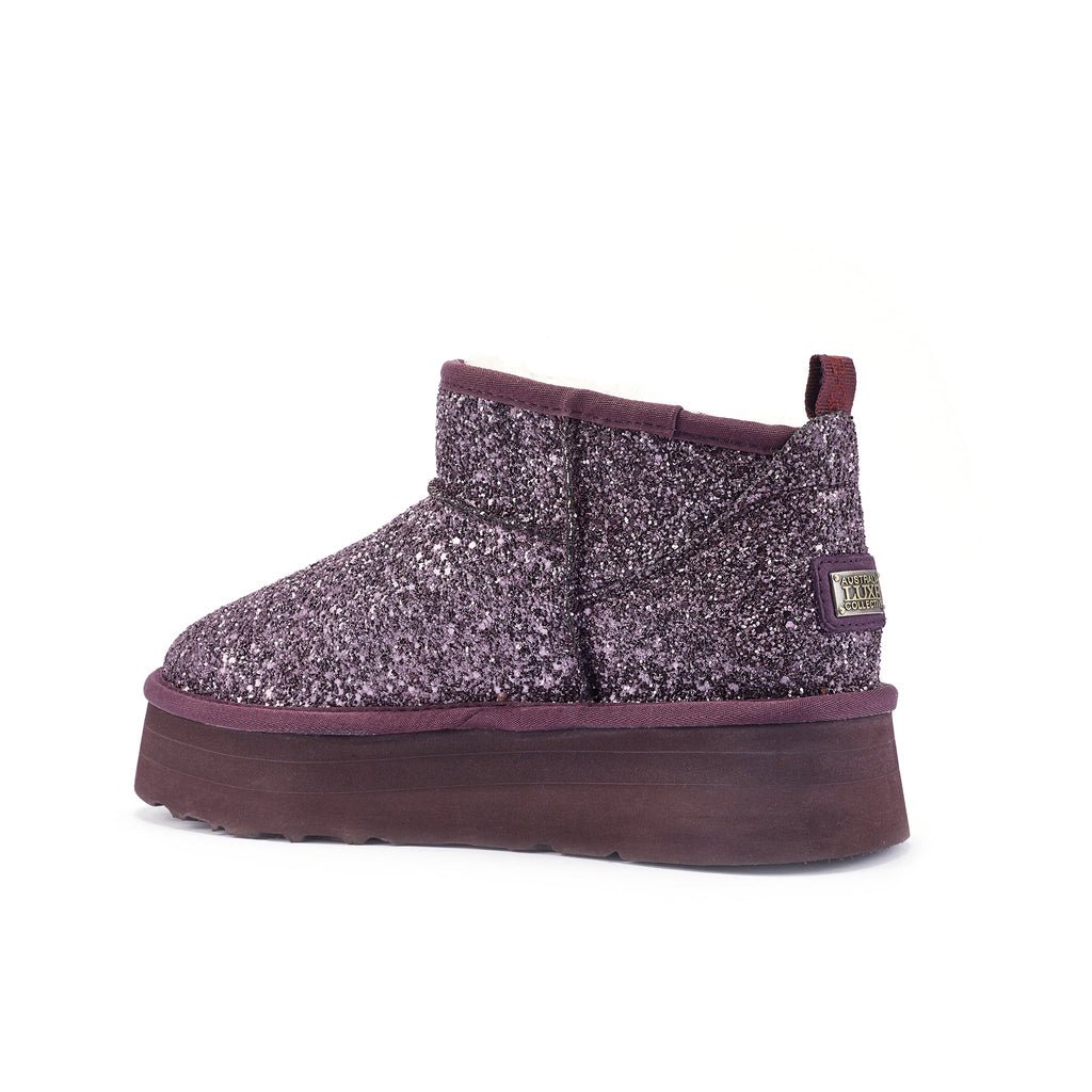 COSY ULTRA SHORT PLATFOAM GLITTER PLUM