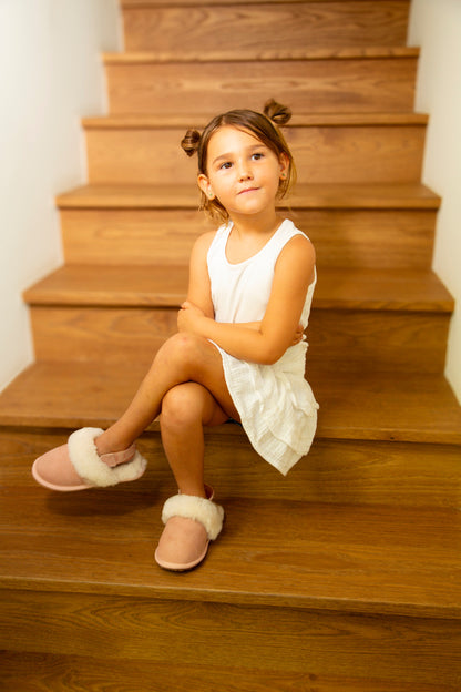 KIDS SLINGBACK MULE ICE GRAY (SHEARLING)