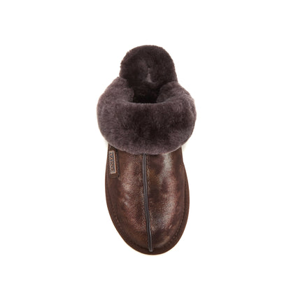 CLOSED MULE SLIPPERS ANTIQUE BRONZE