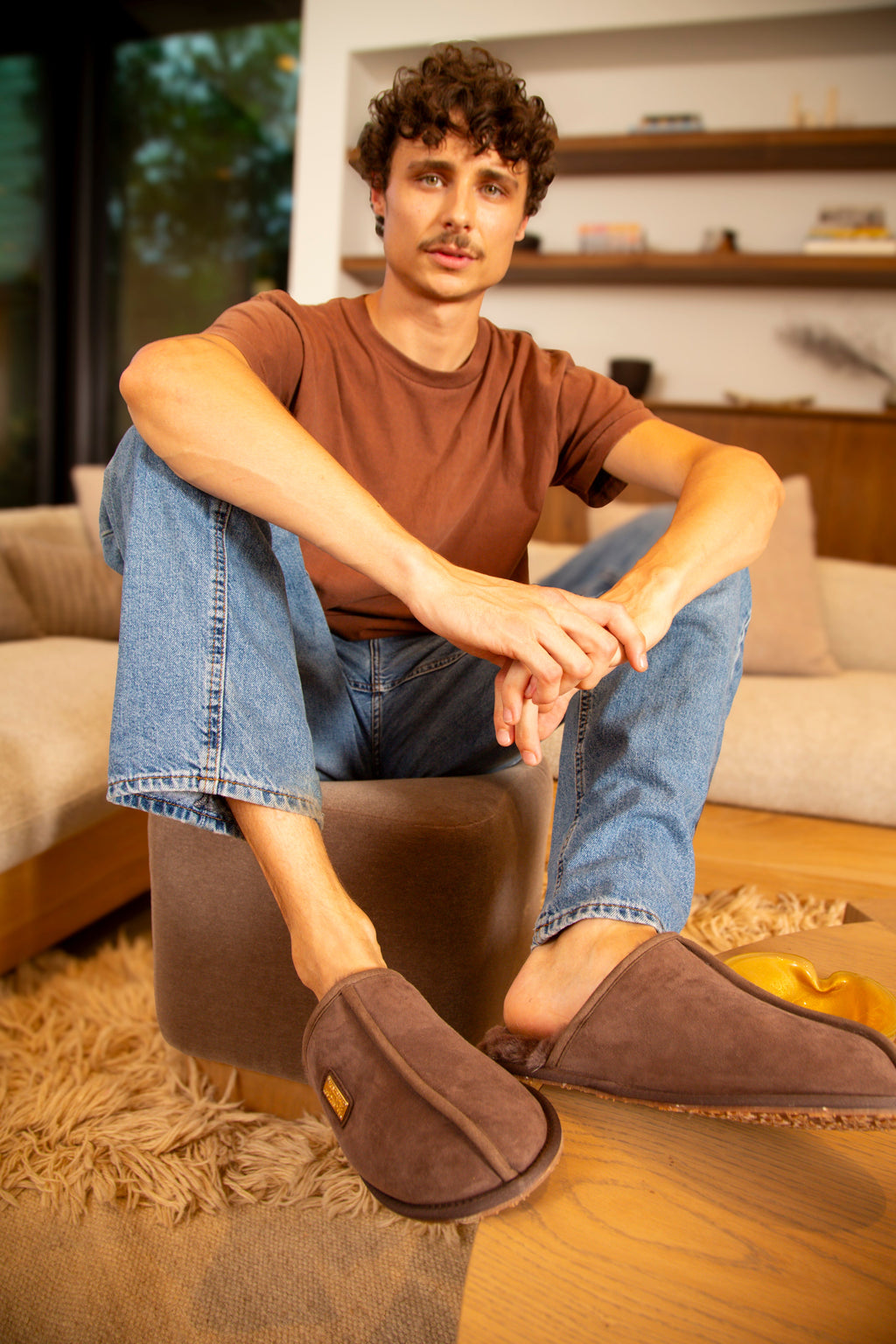 MENS CLOSED MULE BURNT