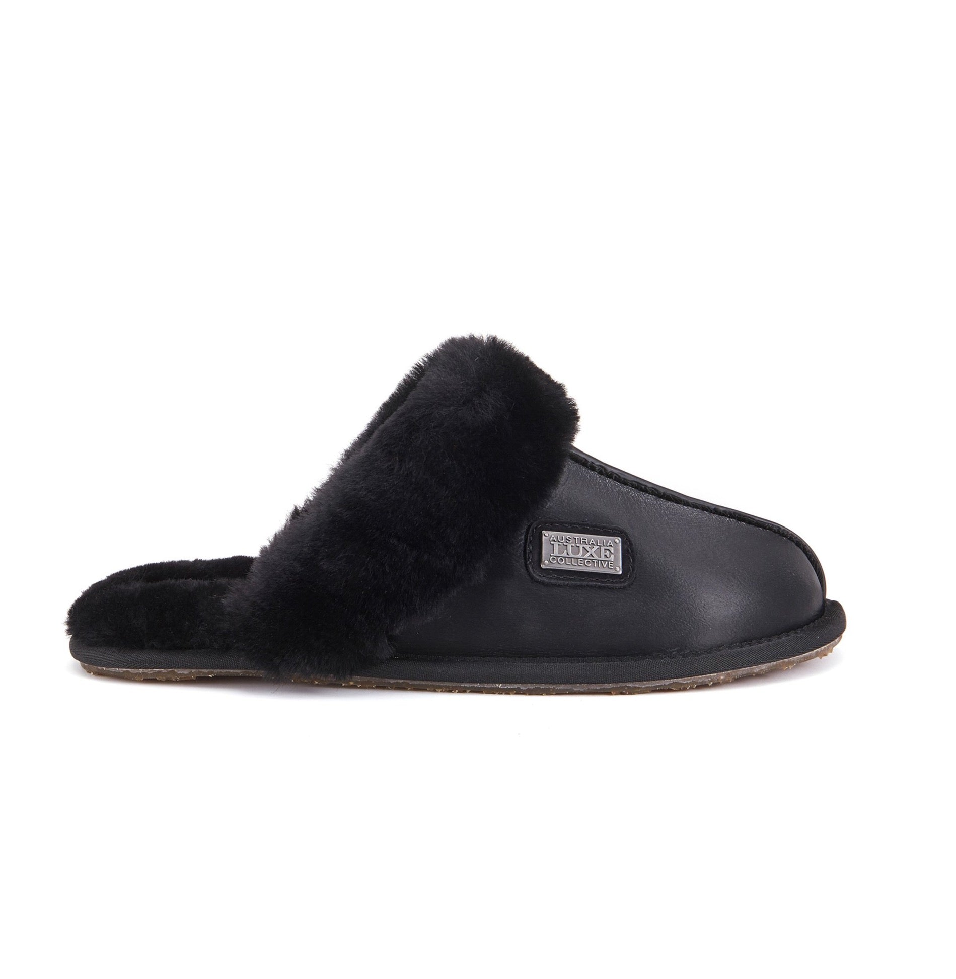CLOSED MULE SATIN BLACK