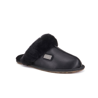 CLOSED MULE SLIPPERS SATIN BLACK