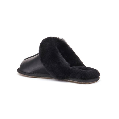 CLOSED MULE SLIPPERS SATIN BLACK
