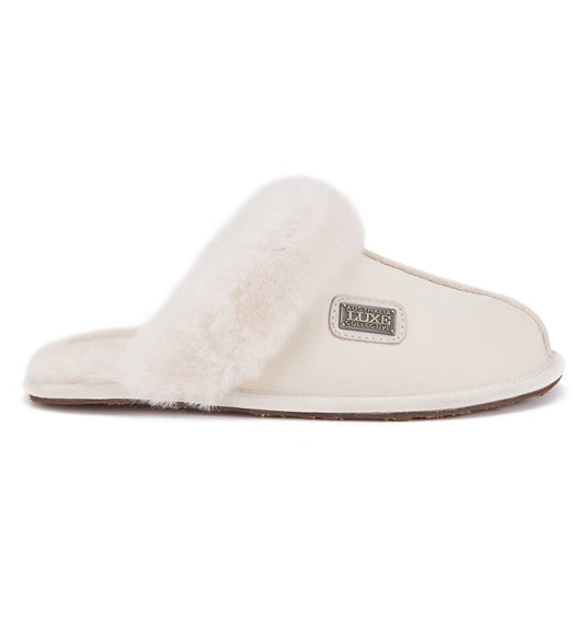 CLOSED MULE SLIPPERS SATIN PALE