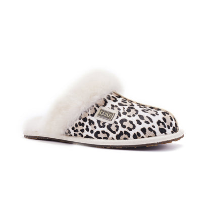 CLOSED MULE SNOW LEOPARD