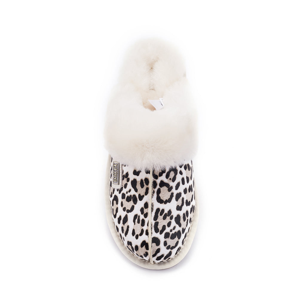 CLOSED MULE SNOW LEOPARD