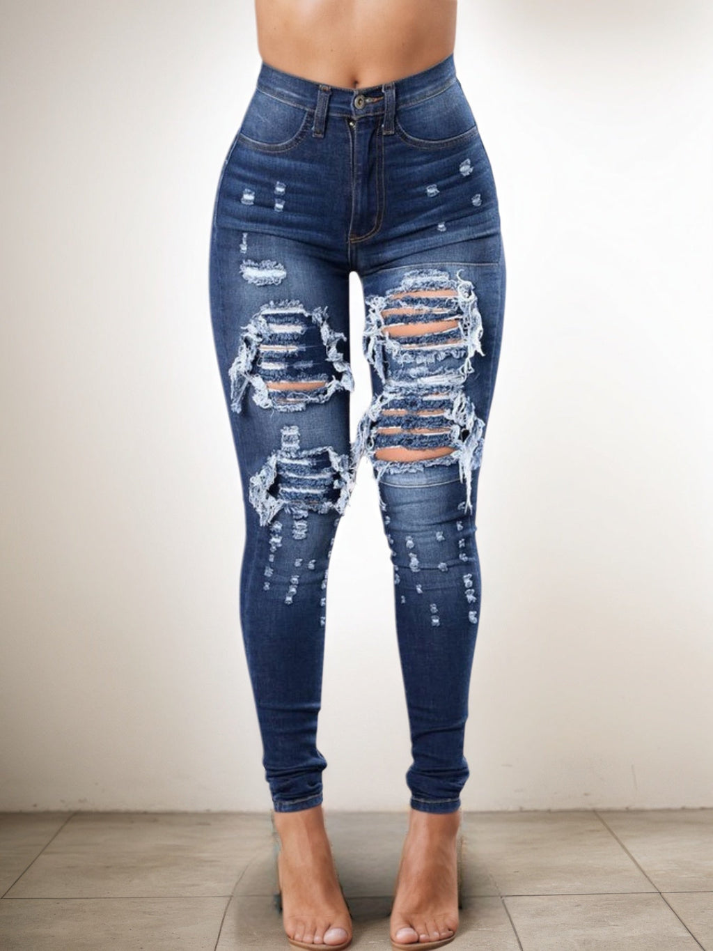 Street Style Sexy Women's Ripped High Waist Jeans - Comfortable and Trendy Ladies Denim Pants