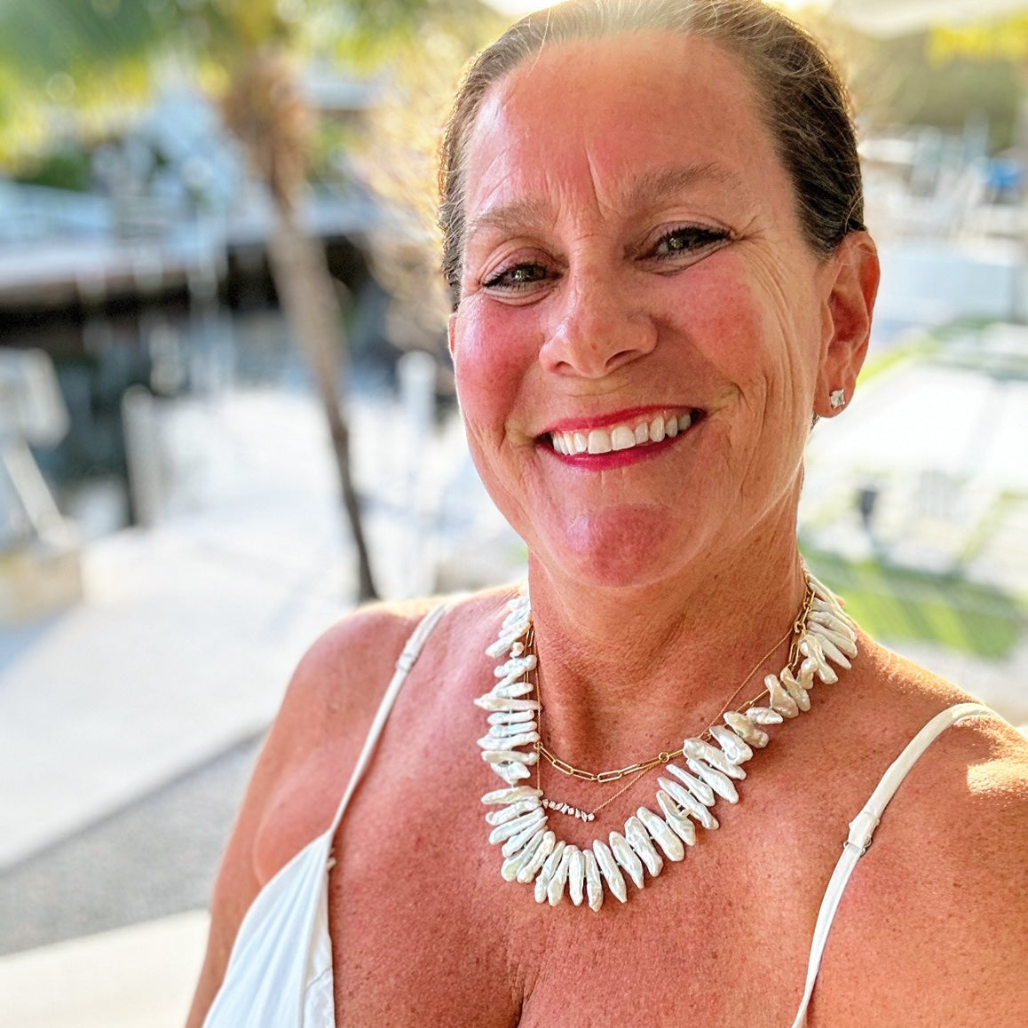 Biwa Pearl Necklace 14K Gold