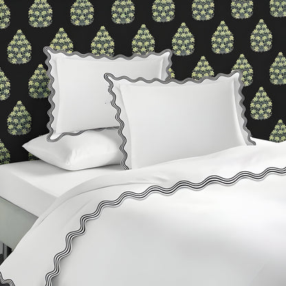 400TC Cotton Sateen Triple Scallop Embroidery Duvet Cover Set