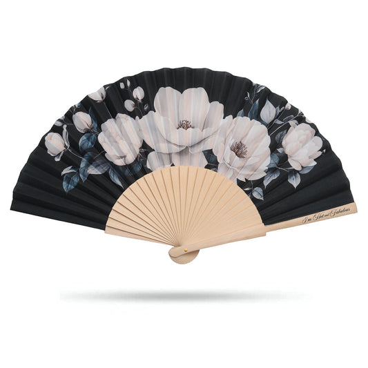 Black Floral Hand Fan