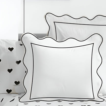 400TC Cotton Scallop Embroidery & Border Sateen Solid Euro Sham