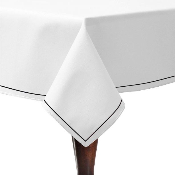 Single Embroidery Border Sateen Cotton Solid Table Cloth
