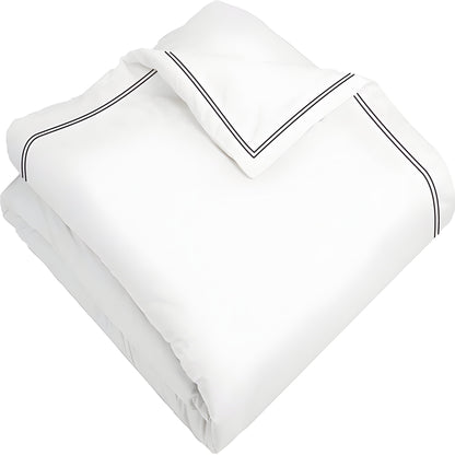 400TC Cotton Double Edge Embroidery Sateen Solid Duvet Cover Set