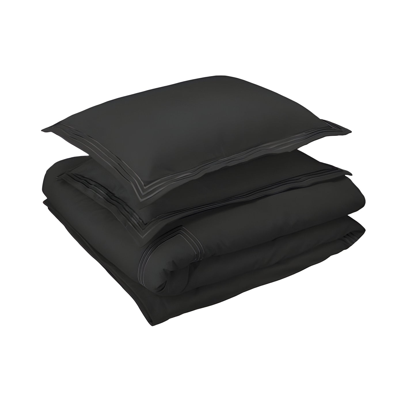 400TC Cotton Luxurious Triple Embroidery Sateen Solid Duvet Cover Set