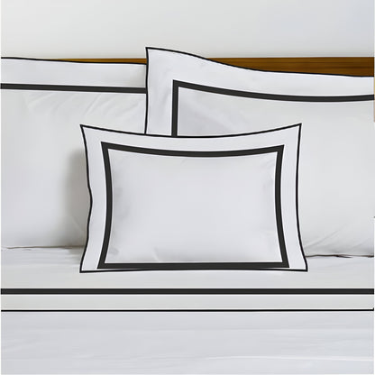 400TC Embroidery & Border Cotton Sateen Solid Duvet Cover Set
