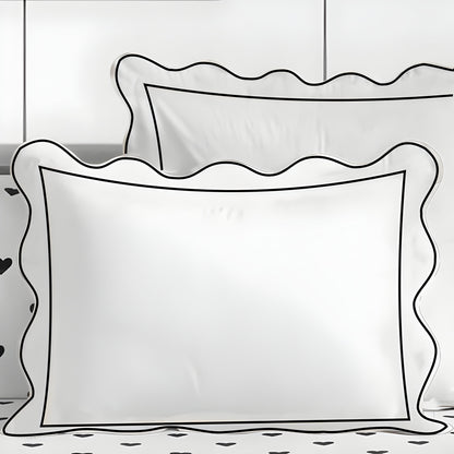 400TC Cotton Scallop Embroidery & Border Sateen Solid Duvet Cover Set