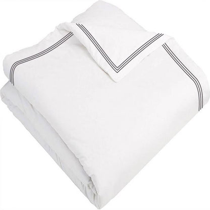400TC Cotton Triple Edge Embroidery Sateen Solid Duvet Cover Set