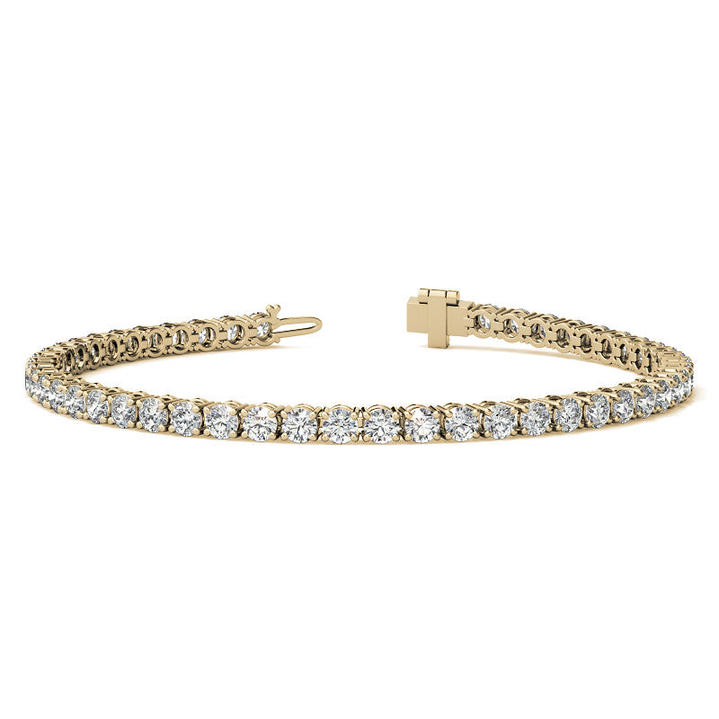 6ctw Created Sapphire Tennis Bracelet - 3mm Stones - 14K Gold Overlay in White, Yellow or Rose Gold
