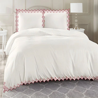 Elegant Flower Embroidered Duvet Cover Set