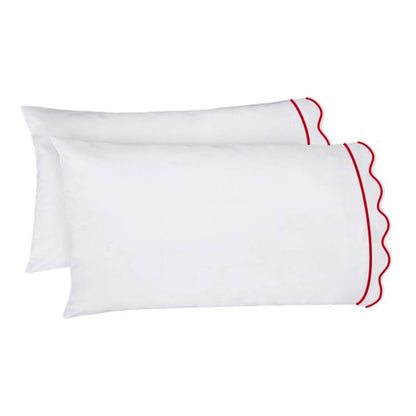 400TC Cotton Scallop Embroidery & Border Sateen Solid Sheet Set